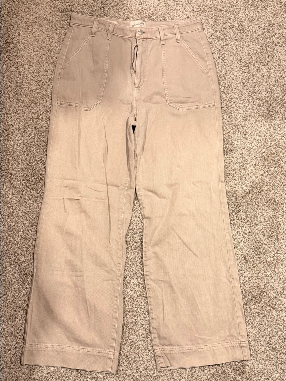 Wide Leg Carpenter Pants in Beige